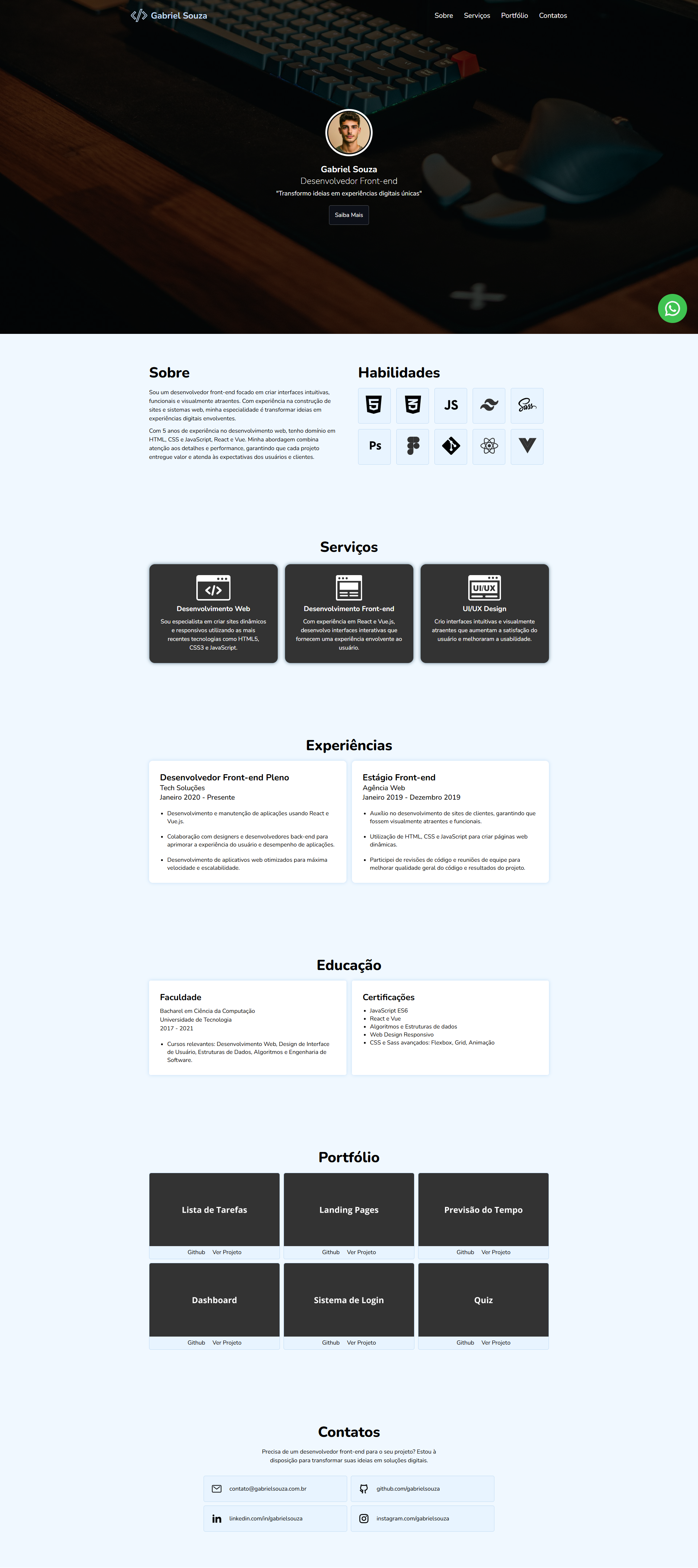 Portfólio Minimalista - Front-end